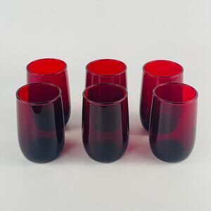 Anchor Hocking Royal Ruby Red Roly Poly 4 oz Juice Tumbler; Set of 6; 3 3/8” H